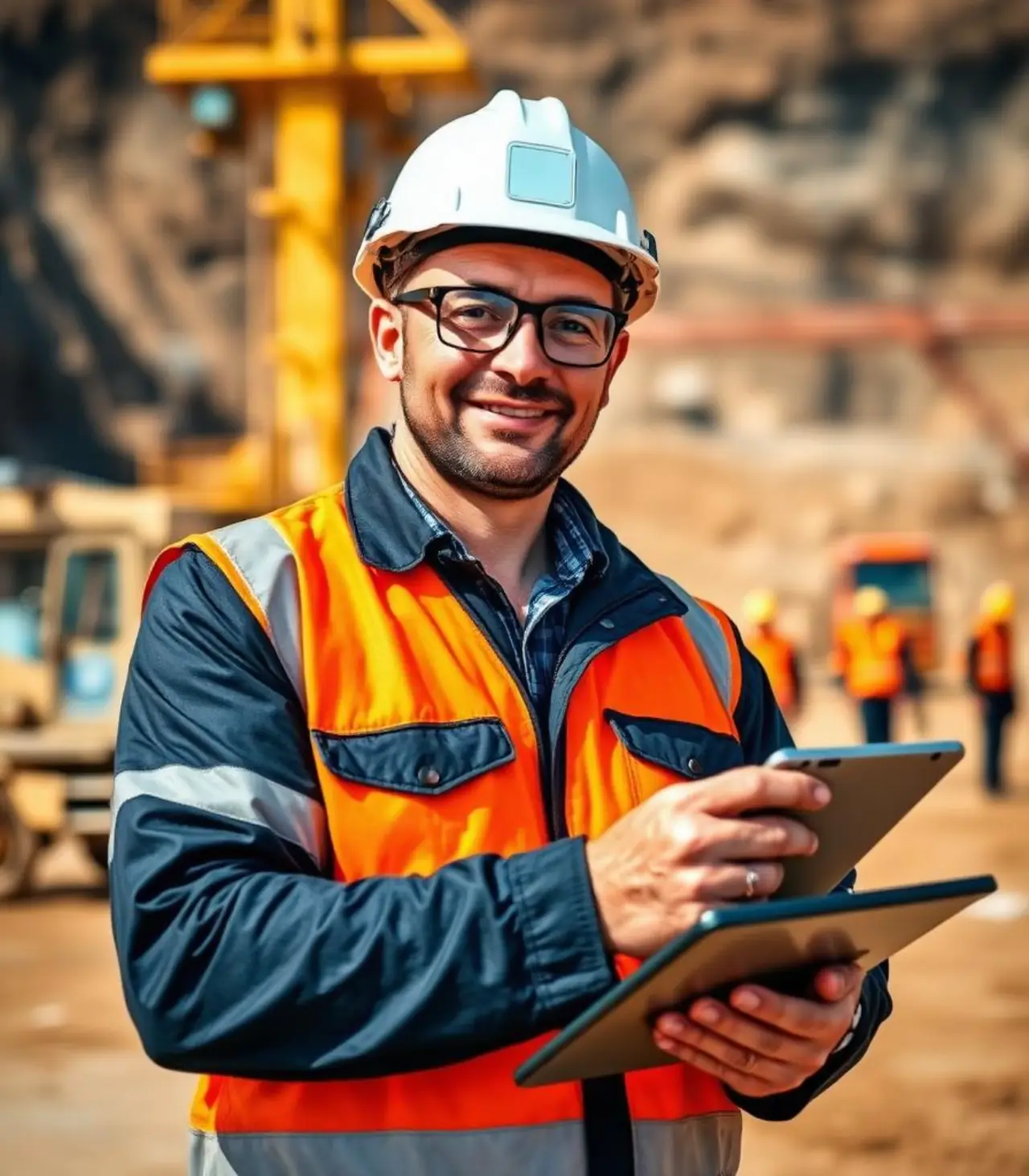 Mining supervisor using a tablet at an Australian mine site